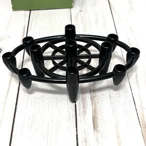 MCM Colonial Candle Co. Oval Black Metal Taper Candle Stick Holder Vintage Decor